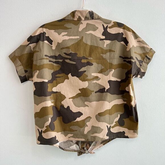 Madewell Cottontail Camo Short Sleeve Button Tie Front Shirt Womens XXS NWT - Picture 5 of 9
